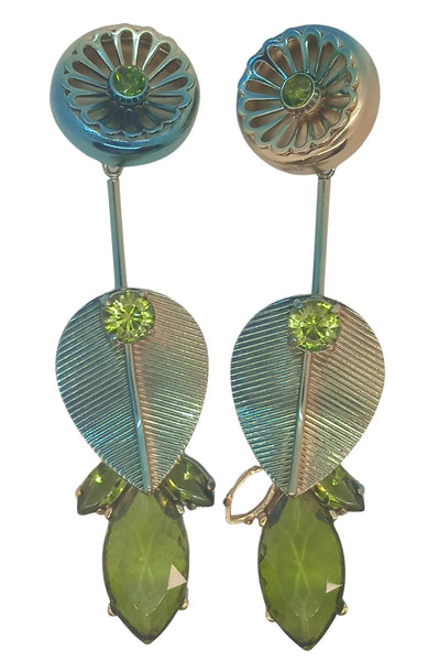 VALENTINA BRUGNATELLI Ladies Gold-Tone/Green Alexa Olivine Earrings OS NEW