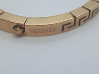 VERSACE Ladies Brushed Gold-Tone Medusa Detail Greca Bangle Bracelet XL NEW