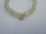 SYDNEY EVAN Ladies Green Prehnite Bead 14ct Gold Evil Eye Charm Bracelet 9" NEW