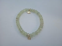 SYDNEY EVAN Ladies Green Prehnite Bead 14ct Gold Evil Eye Charm Bracelet 9" NEW
