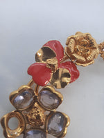 VERSACE Ladies Multicoloured Gold-Tone Crystal Flower Ear Cuff One Size NEW