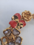 VERSACE Ladies Multicoloured Gold-Tone Crystal Flower Ear Cuff One Size NEW