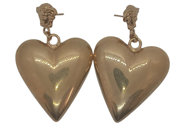 VERSACE Ladies Gold-Plated Tribute Heart-Shaped Drop Earrings One Size NEW