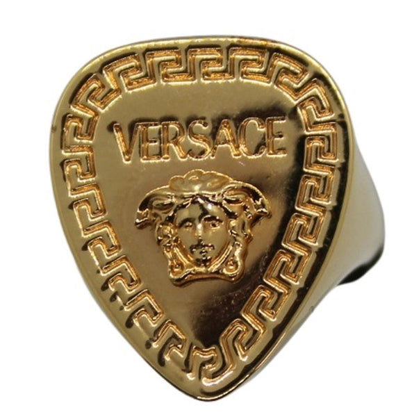 VERSACE Ladies Gold Tone Medusa Plectrum Signet Ring IT11/K1/2 NEW RRP230
