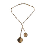 BY ALONA Gold Pandora Lariat White Sapphire Chain Coin Necklace NEW RRP 220