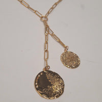 BY ALONA Gold Pandora Lariat White Sapphire Chain Coin Necklace NEW RRP 220