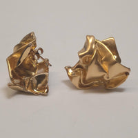 COMPLETED WORKS Crunch 14K Yellow Gold Plate Hammered Stud Earrings NEW RRP 370