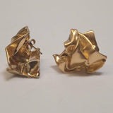 COMPLETED WORKS Crunch 14K Yellow Gold Plate Hammered Stud Earrings NEW RRP 370