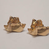 COMPLETED WORKS Crunch 14K Yellow Gold Plate Hammered Stud Earrings NEW RRP 370