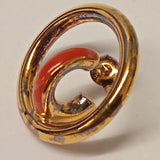 CHARLOTTE CHESNAIS Yellow Gold Plated Orange Saturn Blow Earring NEW RRP140