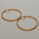 VERSACE 925 Yellow Gold Plate 3" Wide L Baroque Classic Hoop Earring NEW RRP160