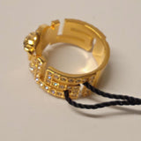 VERSACE Baroque Crystal Coin Yellow Gold Plate Medusa Ring 57 / P NEW RRP190