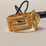 VERSACE Baroque Crystal Coin Yellow Gold Plate Medusa Ring 57 / P NEW RRP190