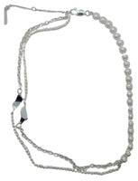 SWEETLIMEJUICE Men's Sterling Silver Split Signet Pearl Necklace OS NEW RRP320