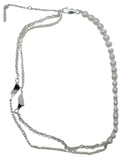 SWEETLIMEJUICE Men's Sterling Silver Split Signet Pearl Necklace OS NEW RRP320