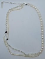 SWEETLIMEJUICE Men's Sterling Silver Split Signet Pearl Necklace OS NEW RRP320