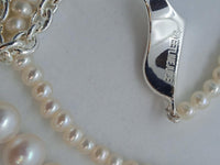 SWEETLIMEJUICE Men's Sterling Silver Split Signet Pearl Necklace OS NEW RRP320