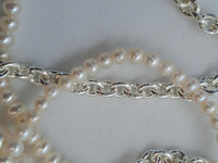 SWEETLIMEJUICE Men's Sterling Silver Split Signet Pearl Necklace OS NEW RRP320