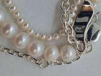 SWEETLIMEJUICE Men's Sterling Silver Split Signet Pearl Necklace OS NEW RRP320