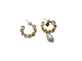 ROSANTICA Ladies Gold Tone Comedy Chain Pearl Hoop Earrings One Size NEW
