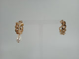 ROSANTICA Ladies Gold Tone Comedy Chain Pearl Hoop Earrings One Size NEW