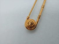 VERSACE Ladies Gold-Plated Brass Coin Drop Safety Pin Earrings One Size NEW