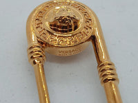 VERSACE Ladies Gold-Plated Brass Coin Drop Safety Pin Earrings One Size NEW