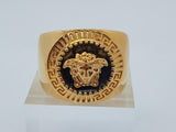 VERSACE Men's Gold Greca Detail Medusa Head Signet Ring Size IT15/UK N NEW