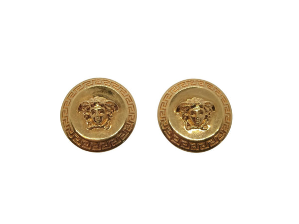 VERSACE Ladies Gold-Tone Tribute Medusa Greca Stud Earrings One Size NEW