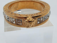 VERSACE Men's Gold Greca Detail Medusa Head Crystal Ring Size IT23/UK U NEW