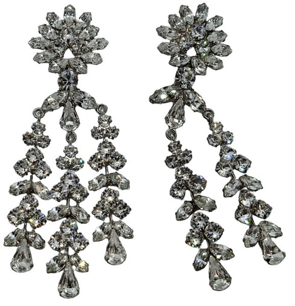 JENNIFER BEHR Ladies Aubrey Silver Tone Crystal Drop Earrings OS NEW RRP610