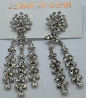 JENNIFER BEHR Ladies Aubrey Silver Tone Crystal Drop Earrings OS NEW RRP610