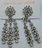 JENNIFER BEHR Ladies Aubrey Silver Tone Crystal Drop Earrings OS NEW RRP610