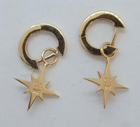 SYDNEY EVAN Ladies 14K Gold Small Diamond Starburst Hoop Earrings NEW RRP980