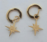 SYDNEY EVAN Ladies 14K Gold Small Diamond Starburst Hoop Earrings NEW RRP980