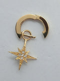 SYDNEY EVAN Ladies 14K Gold Small Diamond Starburst Hoop Earrings NEW RRP980