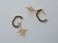 SYDNEY EVAN Ladies 14K Gold Small Diamond Starburst Hoop Earrings NEW RRP980