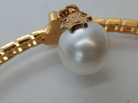 VERSACE Ladies Gold Tone Medusa Faux Pearl Drop Choker Necklace OS NEW RRP830