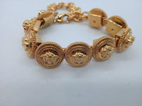 VERSACE Ladies Yellow Gold Medusa Head Coin Chain Link Bracelet OS NEW RRP 830