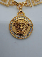 VERSACE Ladies Yellow Gold Crystal La Medusa Greca Bracelet One Size NEW RRP 370