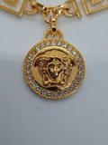 VERSACE Ladies Yellow Gold Crystal La Medusa Greca Bracelet One Size NEW RRP 370