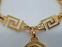 VERSACE Ladies Yellow Gold Crystal La Medusa Greca Bracelet One Size NEW RRP 370