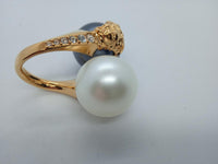 VERSACE Ladies Gold & Black Medusa Double Pearl Wrap Ring IT9 UK J NEW RRP 350