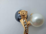 VERSACE Ladies Gold & Black Medusa Double Pearl Wrap Ring IT9 UK J NEW RRP 350
