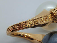 VERSACE Ladies Gold & Black Medusa Double Pearl Wrap Ring IT9 UK J NEW RRP 350