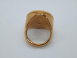 VERSACE Mens Yellow Gold Plated Medusa Crystal Signet Ring IT19 UK R NEW RRP 300