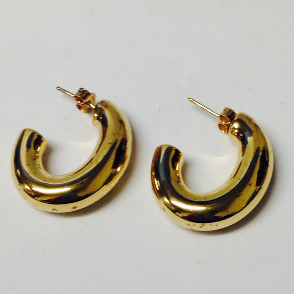 LOREN STEWART Pompa Yellow Gold Vermeil Hoop Oval Shape Hoop Earring NEW RRP 100