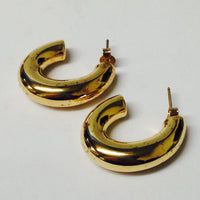 LOREN STEWART Pompa Yellow Gold Vermeil Hoop Oval Shape Hoop Earring NEW RRP 100