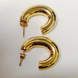 LOREN STEWART Pompa Yellow Gold Vermeil Hoop Oval Shape Hoop Earring NEW RRP 100