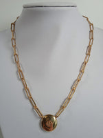 LOREN STEWART Ladies Gold Vermeil Puff Link Pendant Necklace One Size NEW